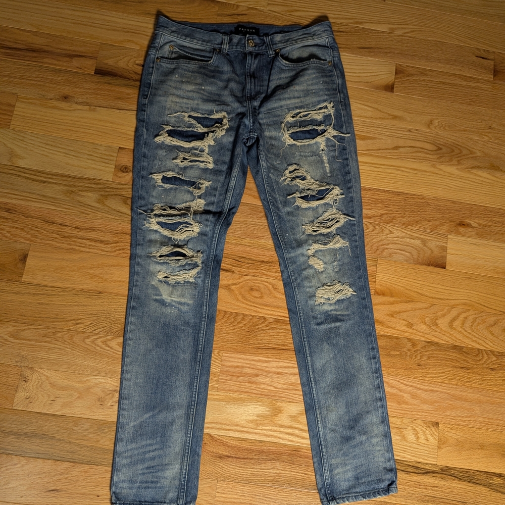 PacSun Men's Distressed Light Blue Skinny Jeans 31x32 Grunge Punk